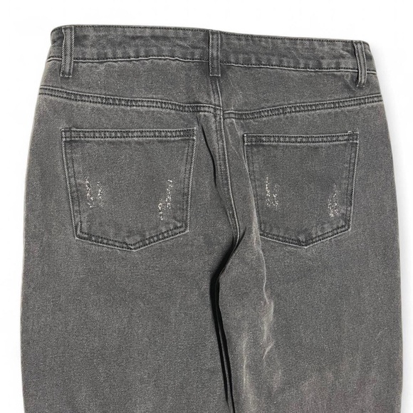 Princess Polly Women's Distressed Straight Leg Black Jeans Size 12 Trendy Grunge - Picture 4 of 8